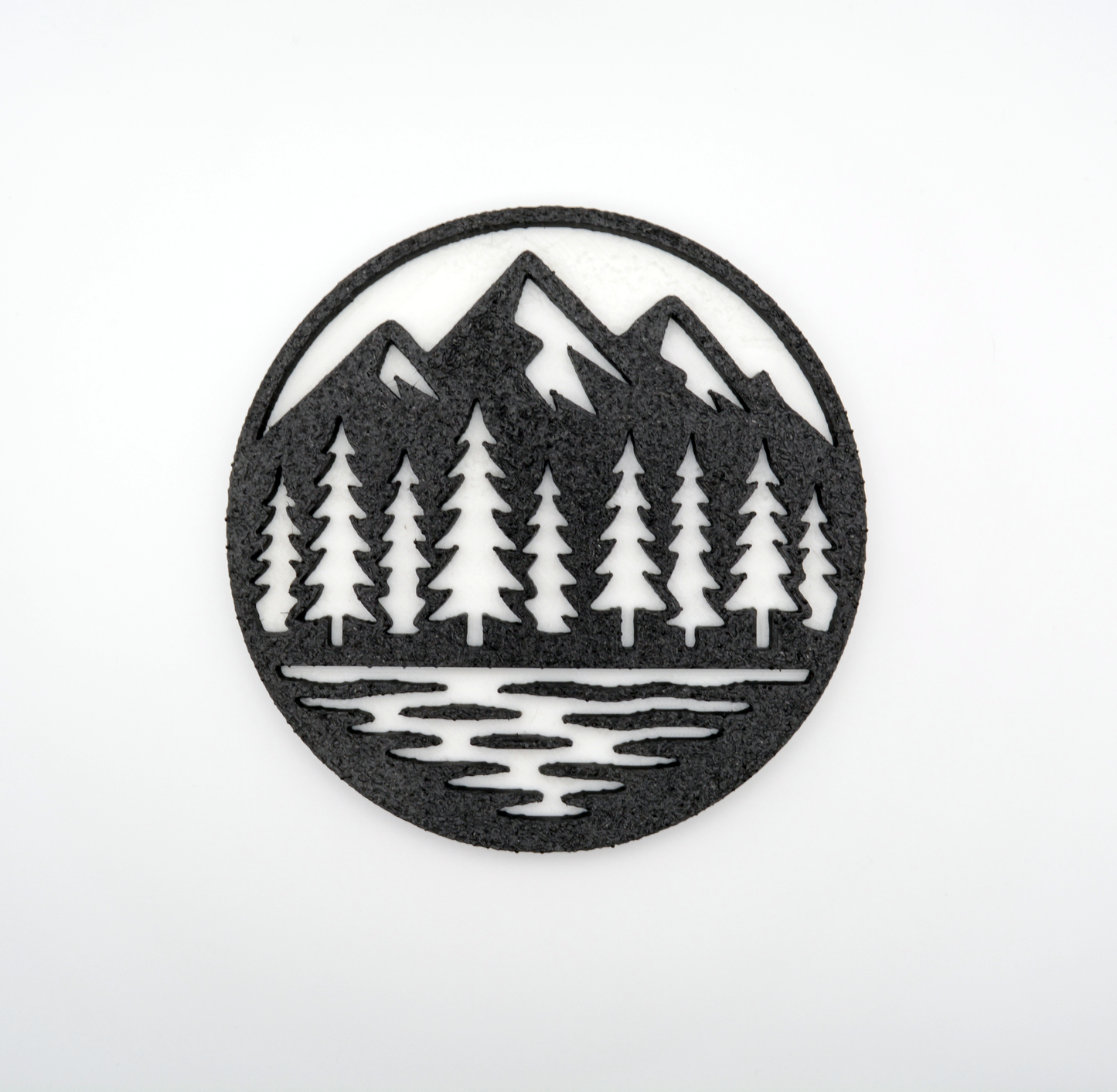Mountains Trees Water - Black and White Circle Snowboard Stomp Pad - Traction Pad