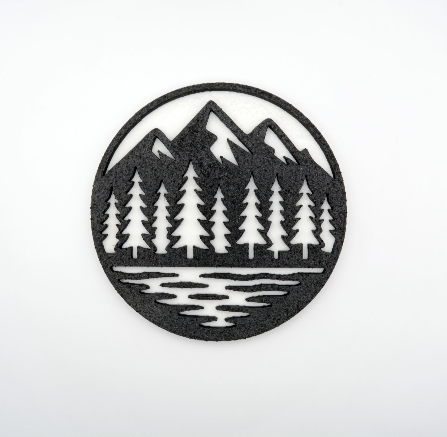 Mountains Trees Water - Black and White Circle Snowboard Stomp Pad - Traction Pad