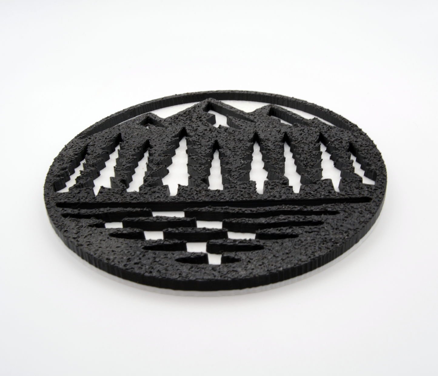 Mountains Trees Water - Black and White Circle Snowboard Stomp Pad - Traction Pad