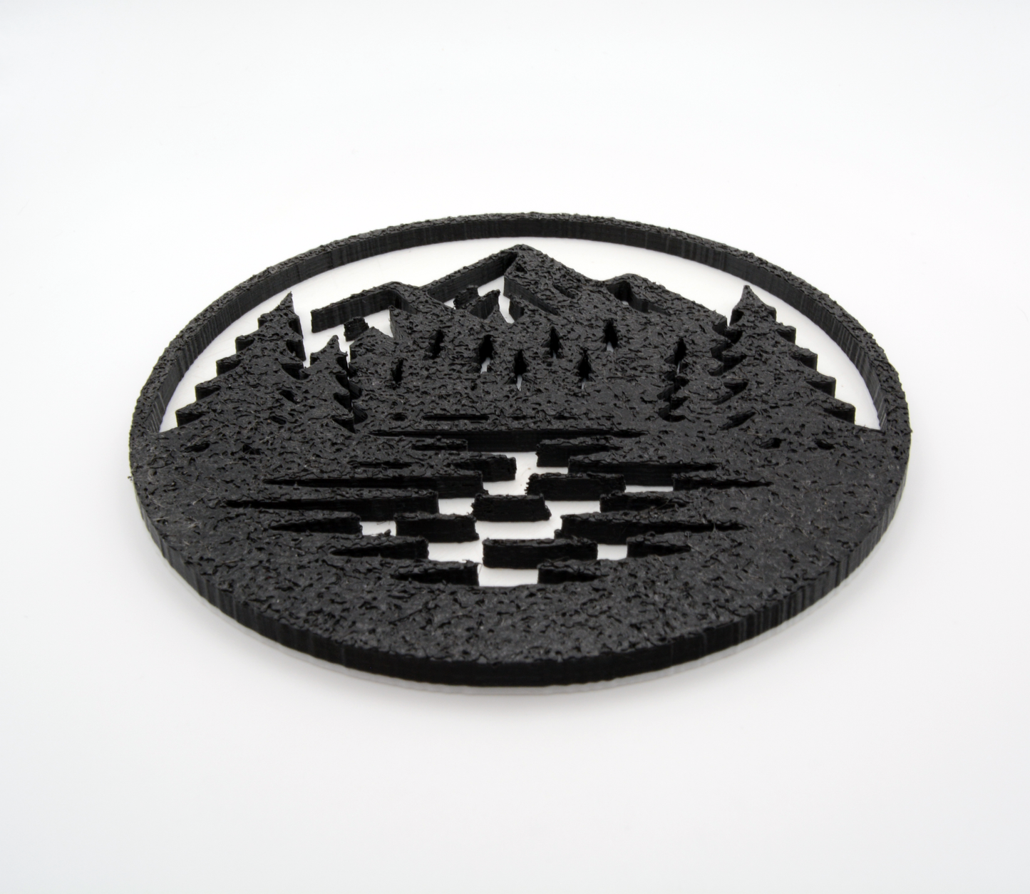 Nature Mountains Trees Water, Black and White Circle Snowboard Stomp Pad